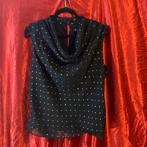 Inc. Black Shear with gold polka dots top